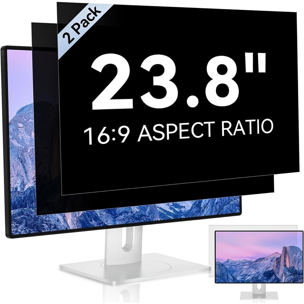 23.8"‎ Computer Privacy Filter 2-Pack Anti-Blue Light Anti-Glare Removable 16:9